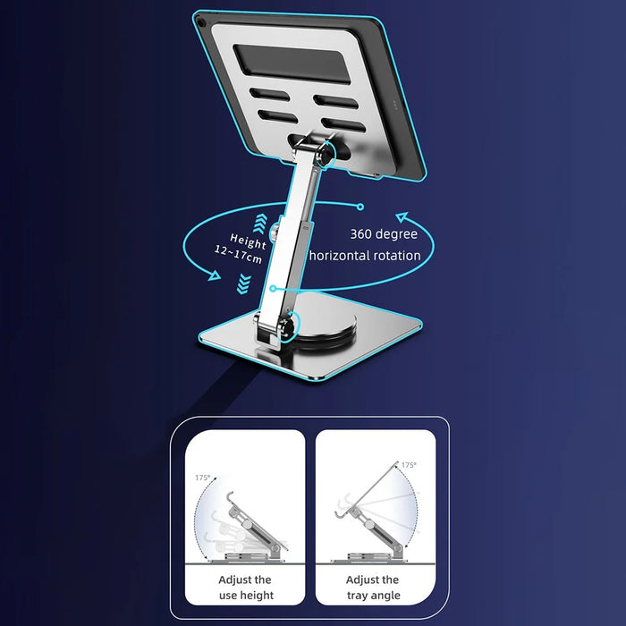 MT136 Aluminum Alloy Stand for Phones, Tablets Adjustable Desktop Holder - Silver - 3