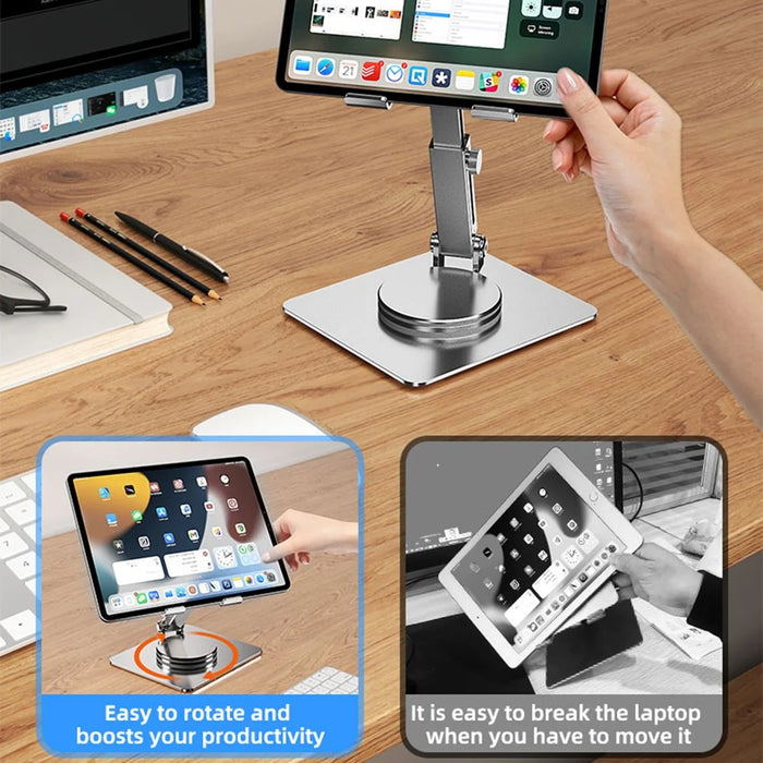 MT136 Aluminum Alloy Stand for Phones, Tablets Adjustable Desktop Holder - Silver - 4