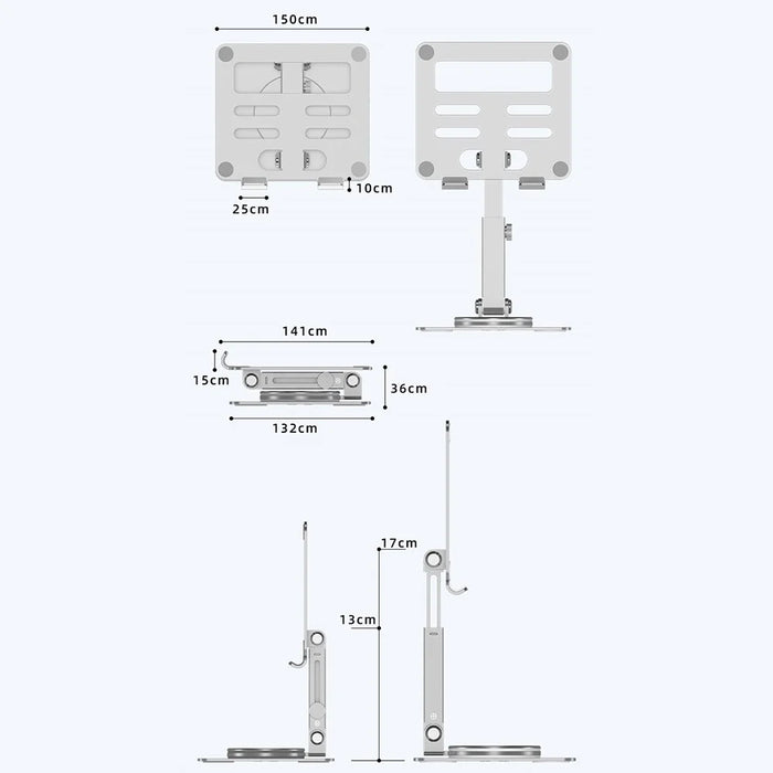 MT136 Aluminum Alloy Stand for Phones, Tablets Adjustable Desktop Holder - Silver - 7