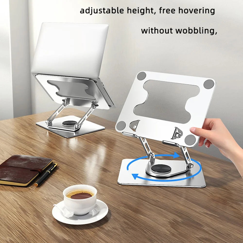 L308 Portable 360° Rotating Tablet Stand for Devices Up to 17.3 Inches Foldable Desktop Holder - Silver - 2