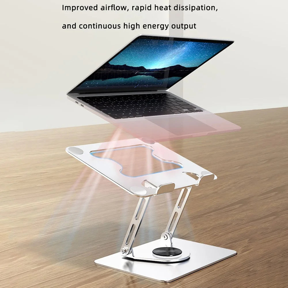 L308 Portable 360° Rotating Tablet Stand for Devices Up to 17.3 Inches Foldable Desktop Holder - Silver - 3
