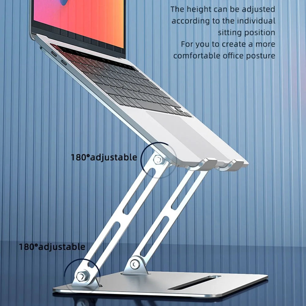 L307 Portable Laptop Stand Height Adjustable Metal Desktop Holder with Cooling Design - Silver - 2
