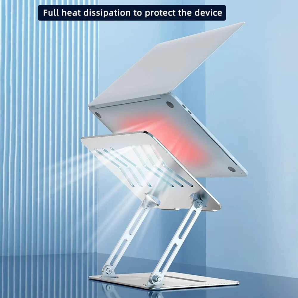L307 Portable Laptop Stand Height Adjustable Metal Desktop Holder with Cooling Design - Silver - 5
