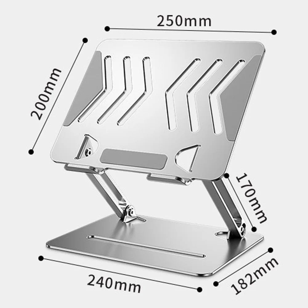 L307 Portable Laptop Stand Height Adjustable Metal Desktop Holder with Cooling Design - Silver - 7