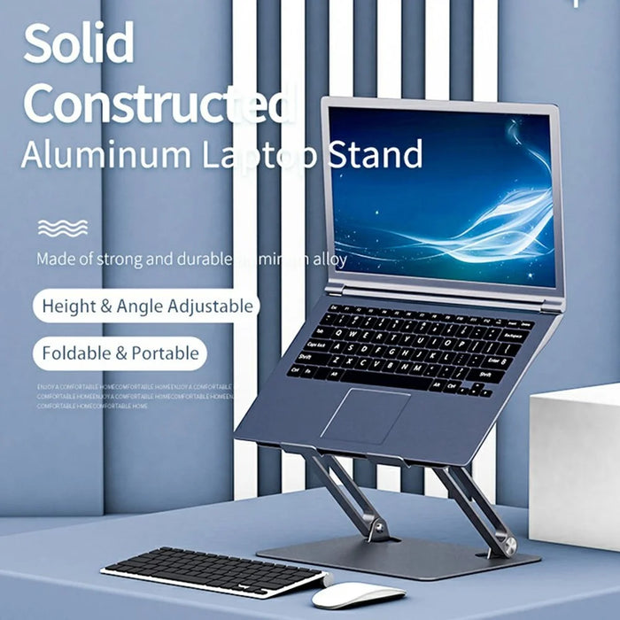 L303 Aluminum Alloy Adjustable Tablet Stand for Devices Up To 17.3 Inch Foldable Cooling Laptop Riser - Grey - 2