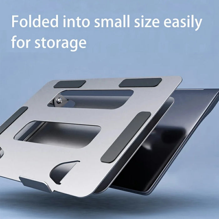 L303 Aluminum Alloy Adjustable Tablet Stand for Devices Up To 17.3 Inch Foldable Cooling Laptop Riser - Grey - 4