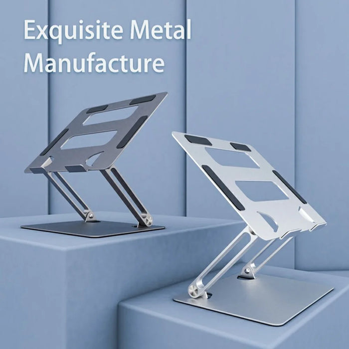 L303 Aluminum Alloy Adjustable Tablet Stand for Devices Up To 17.3 Inch Foldable Cooling Laptop Riser - Grey - 5