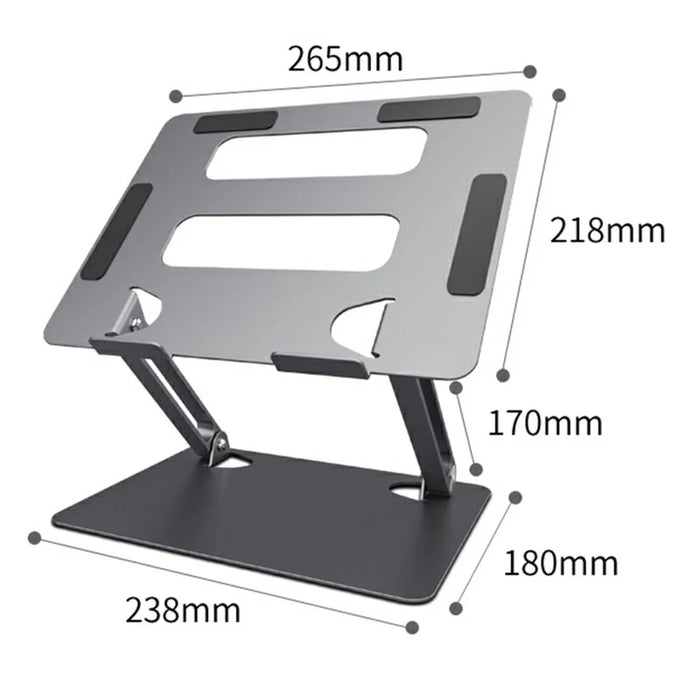 L303 Aluminum Alloy Adjustable Tablet Stand for Devices Up To 17.3 Inch Foldable Cooling Laptop Riser - Grey - 6