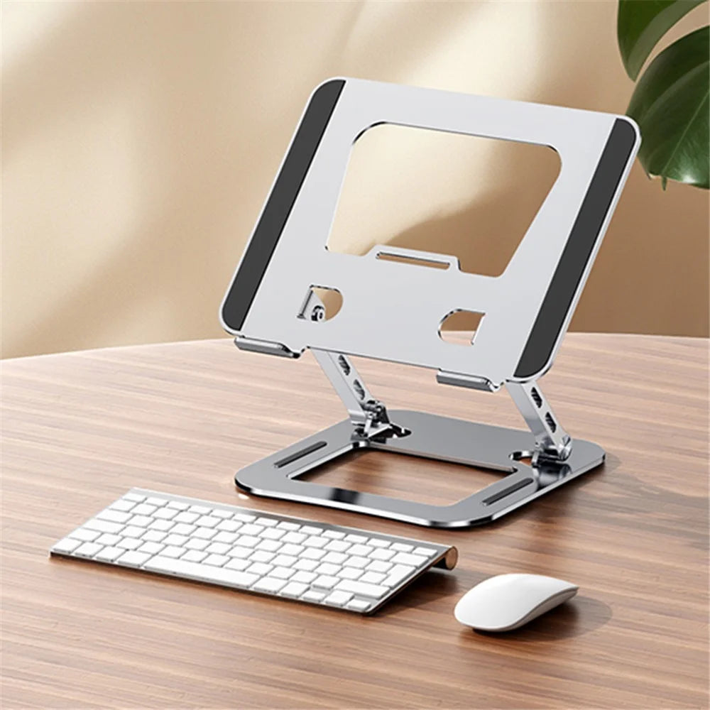 J30 Adjustable Foldable Laptop Stand Portable Alloy Steel Desktop Notebook Cooling Riser - Silver - 2