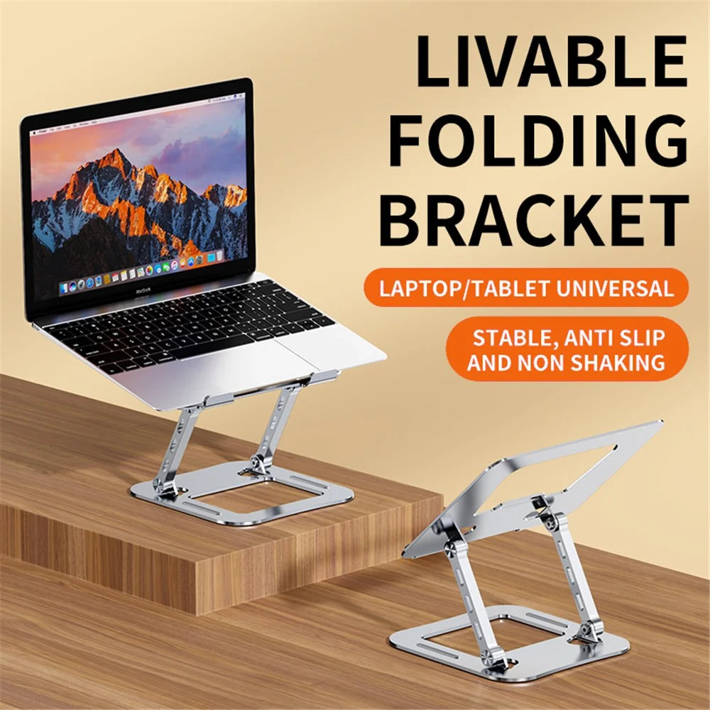 J30 Adjustable Foldable Laptop Stand Portable Alloy Steel Desktop Notebook Cooling Riser - Silver - 3