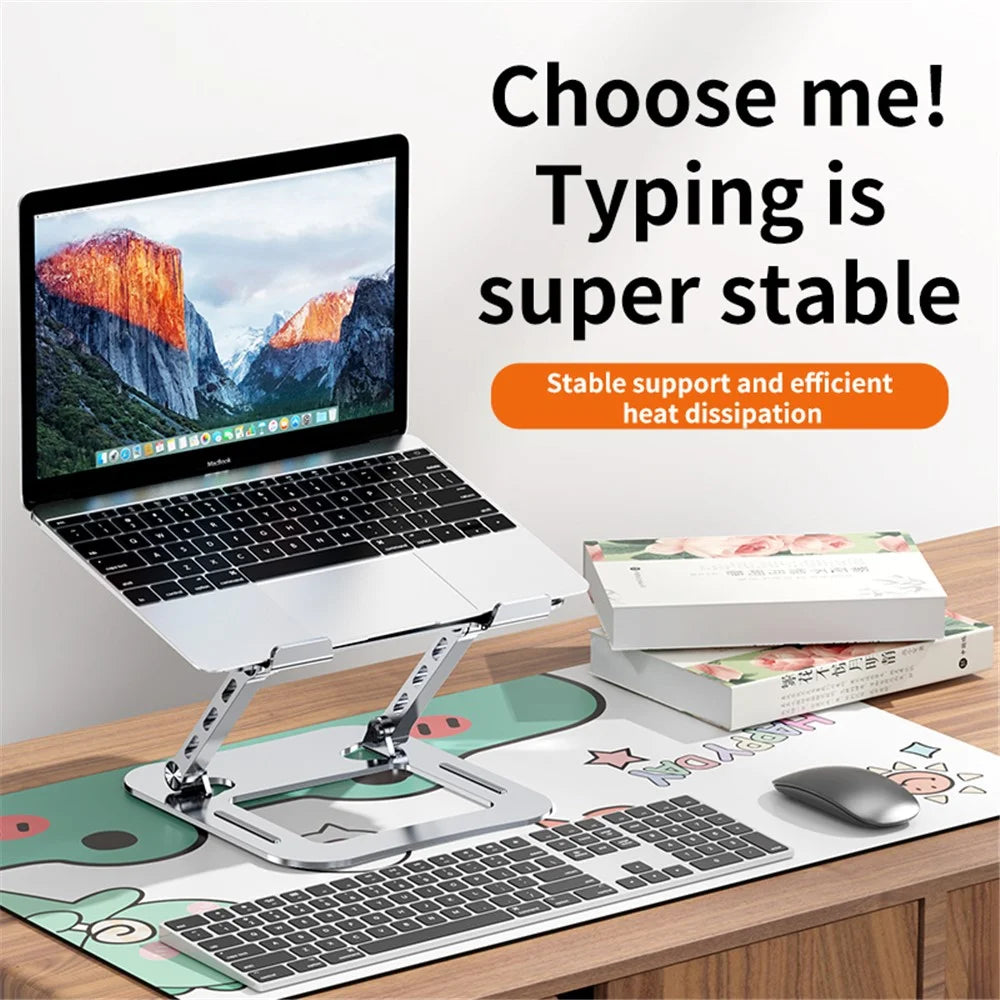 J30 Adjustable Foldable Laptop Stand Portable Alloy Steel Desktop Notebook Cooling Riser - Silver - 4
