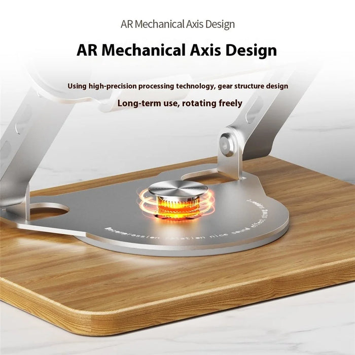 J31 Foldable Laptop Cooling Stand Metal + Wood Adjustable 360-Degree Rotating Notebook Bracket - Silver - 3