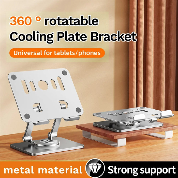 J58 Cooling Gaming Stand Rotating Tablet Holder Dual Rod Support Alloy Steel Foldable Cradle - Silver - 2
