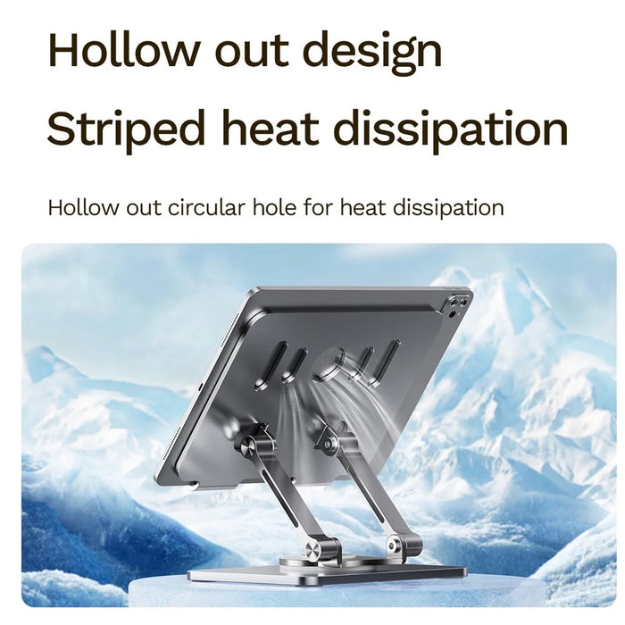 J58 Cooling Gaming Stand Rotating Tablet Holder Dual Rod Support Alloy Steel Foldable Cradle - Silver - 6