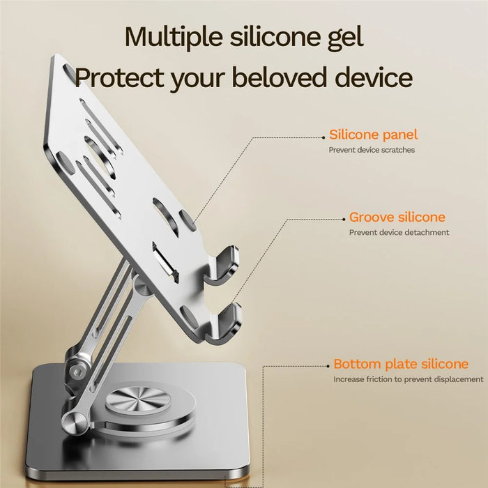 J58 Cooling Gaming Stand Rotating Tablet Holder Dual Rod Support Alloy Steel Foldable Cradle - Silver - 7