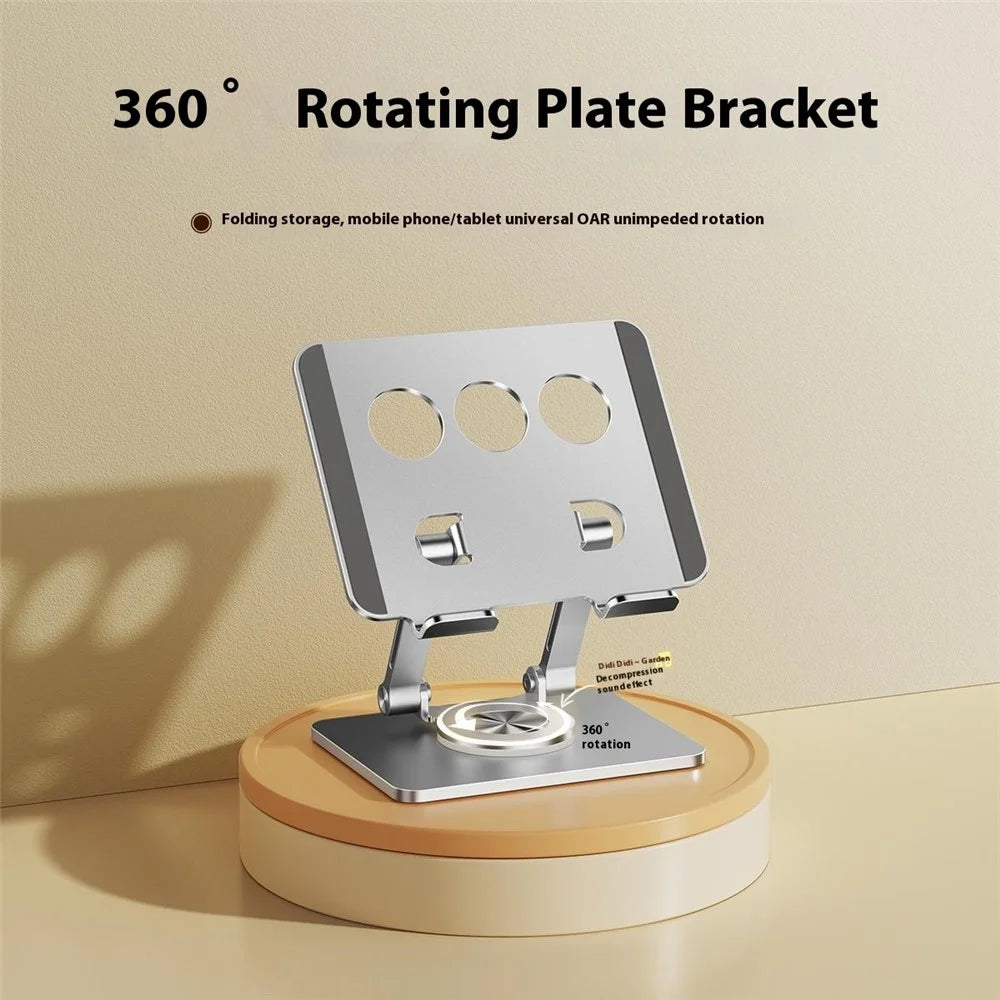 J59 Aluminum Alloy Desktop Stand 360 Degree Rotating Tablet Holder Height Adjustable - Silver - 2