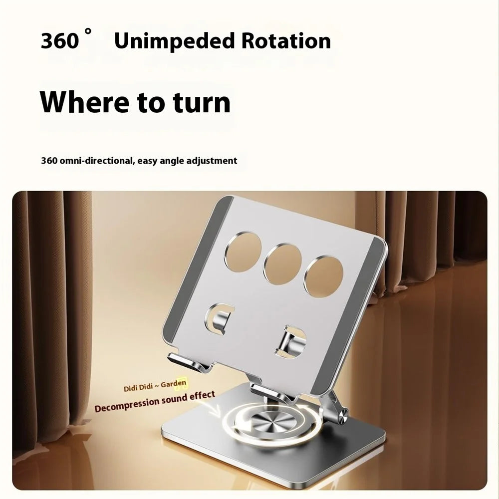 J59 Aluminum Alloy Desktop Stand 360 Degree Rotating Tablet Holder Height Adjustable - Silver - 4