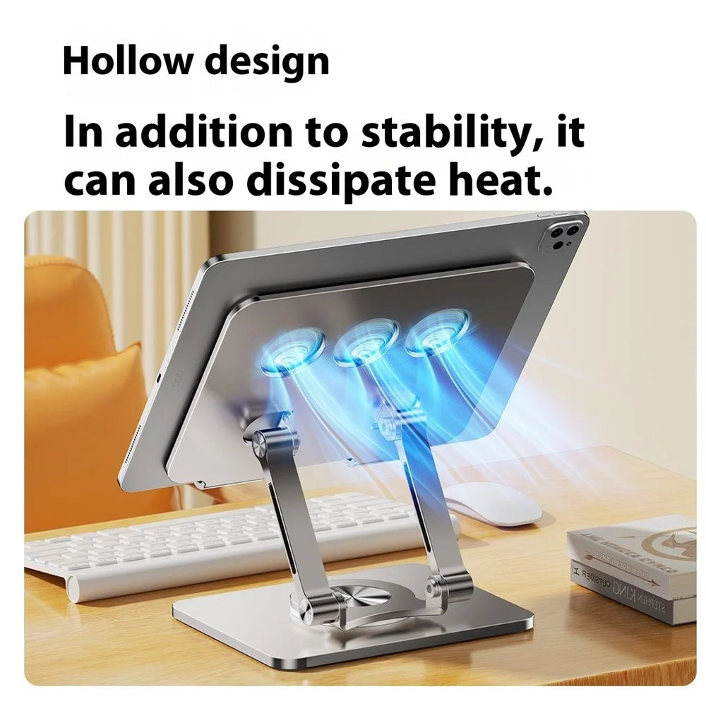 J59 Aluminum Alloy Desktop Stand 360 Degree Rotating Tablet Holder Height Adjustable - Silver - 5