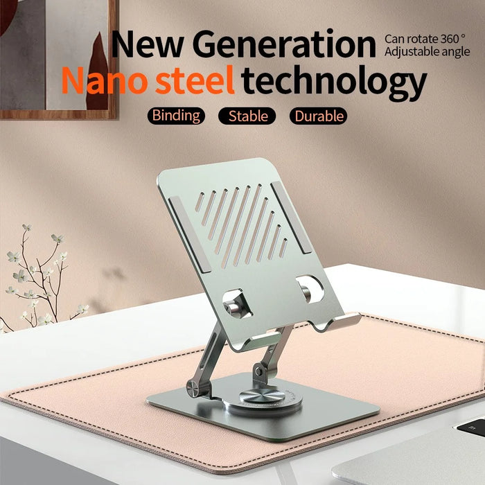L8 Desktop 360° Rotating Metal Foldable Cooling Tablet Phone Stand 2-in-1 Height Adjustable Holder - 4