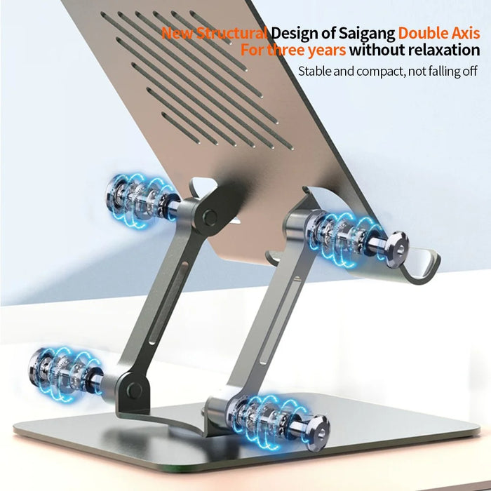 L8 Desktop 360° Rotating Metal Foldable Cooling Tablet Phone Stand 2-in-1 Height Adjustable Holder - 6