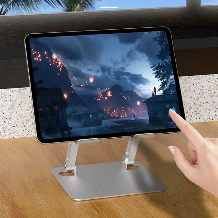 J23S Desktop Metal Stand Folding Heat Dissipation Tablet Holder Height Adjustable for Home / Office - Silver - 7