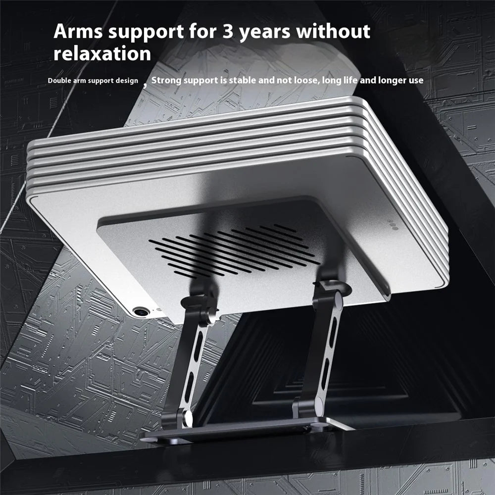 J26S Desktop Universal Tablet Stand Alloy Steel Metal Foldable Height Adjustable Holder - Grey - 4