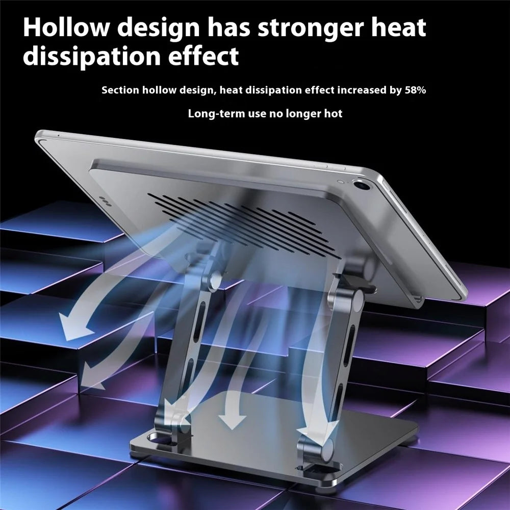 J26S Desktop Universal Tablet Stand Alloy Steel Metal Foldable Height Adjustable Holder - Grey - 6