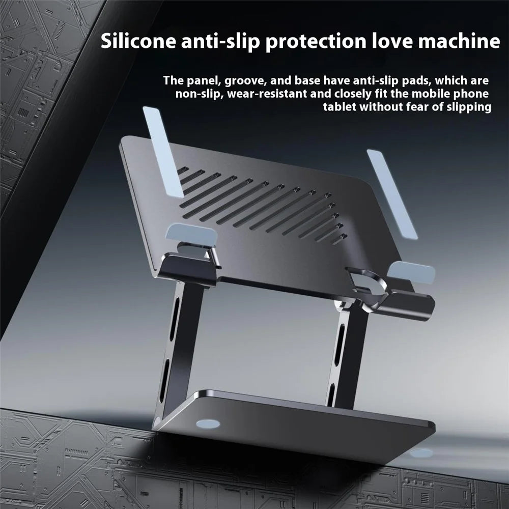 J26S Desktop Universal Tablet Stand Alloy Steel Metal Foldable Height Adjustable Holder - Grey - 7