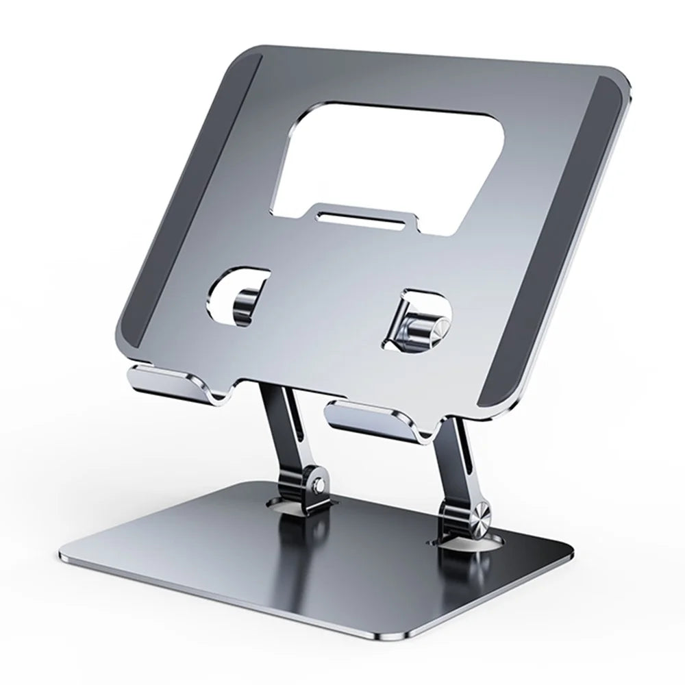 J18S Alloy Steel Live Streaming Phone Tablet Stand 360 Degree Rotation Desktop Holder - Silver - 1