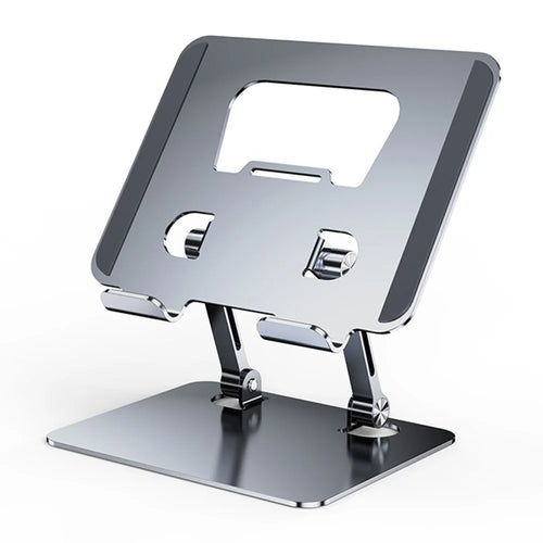 J18S Alloy Steel Live Streaming Phone Tablet Stand 360 Degree Rotation Desktop Holder - Silver - 1