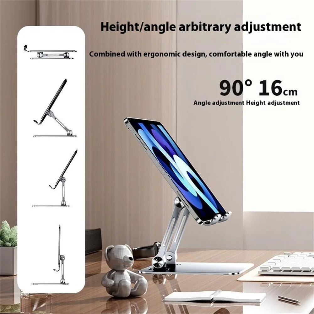 J18S Alloy Steel Live Streaming Phone Tablet Stand 360 Degree Rotation Desktop Holder - Silver - 2