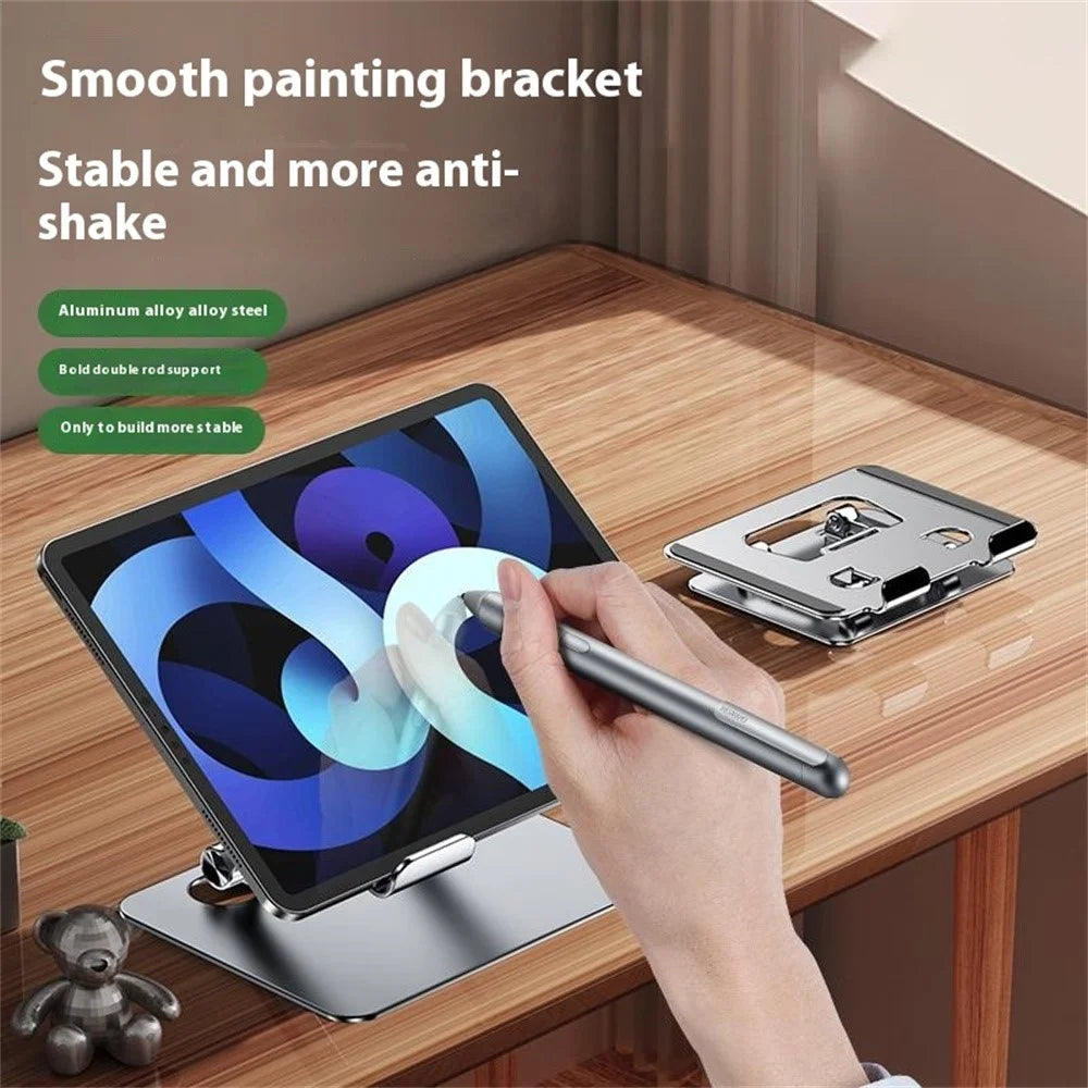 J18S Alloy Steel Live Streaming Phone Tablet Stand 360 Degree Rotation Desktop Holder - Silver - 3