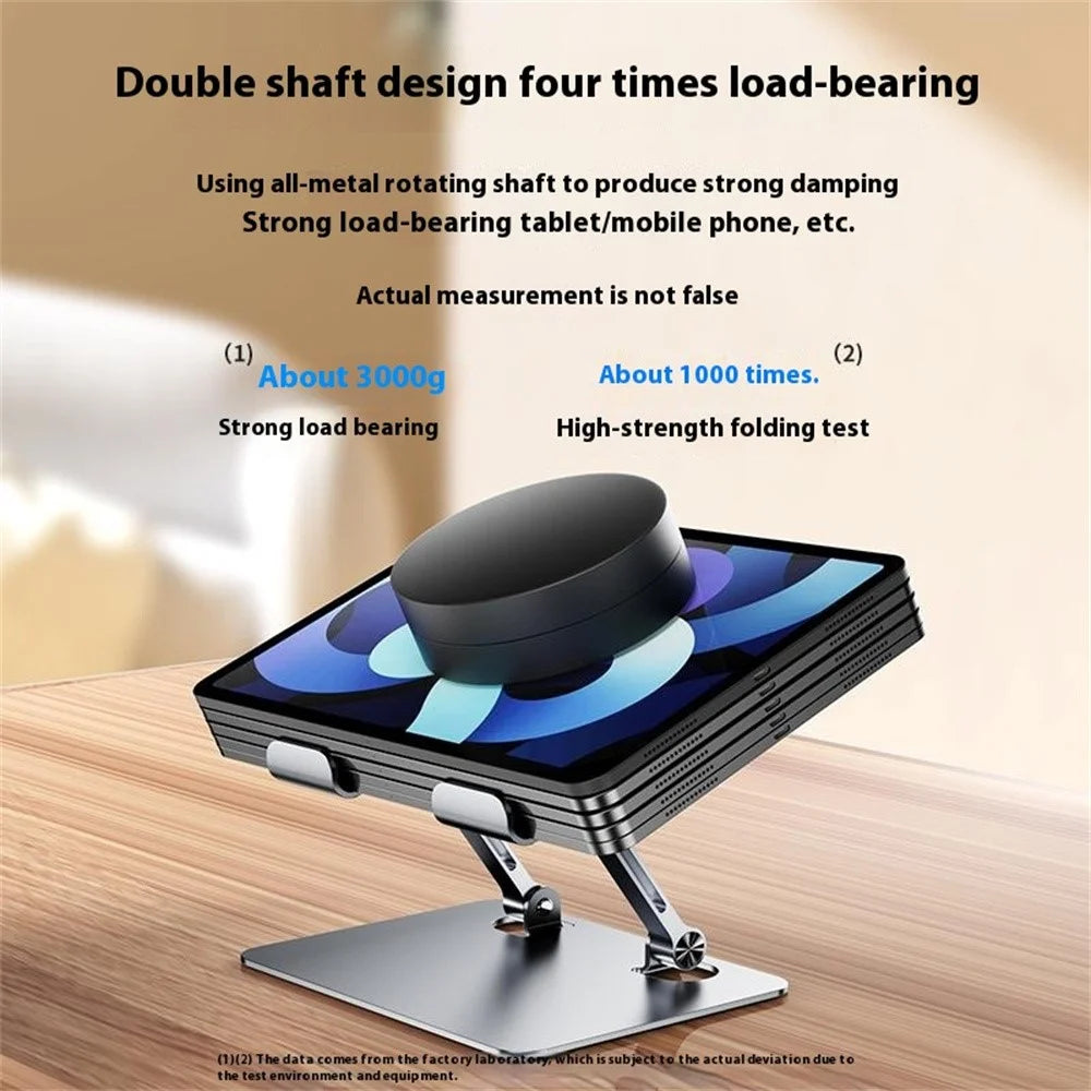 J18S Alloy Steel Live Streaming Phone Tablet Stand 360 Degree Rotation Desktop Holder - Silver - 4