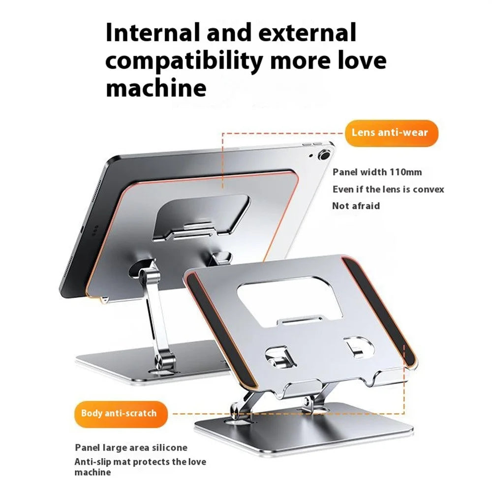 J18S Alloy Steel Live Streaming Phone Tablet Stand 360 Degree Rotation Desktop Holder - Silver - 6