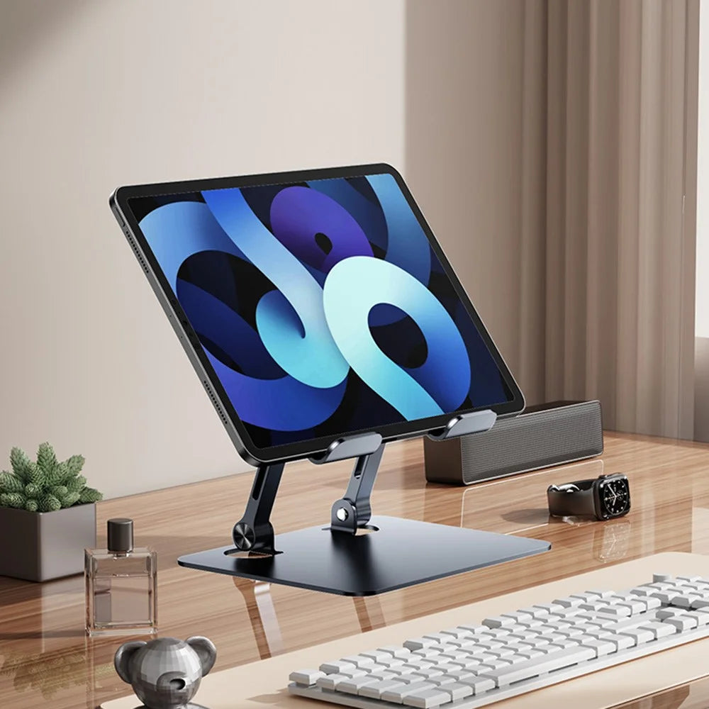 J18S Alloy Steel Live Streaming Phone Tablet Stand 360 Degree Rotation Desktop Holder - Silver - 7