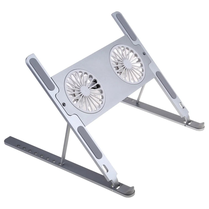P11F Portable Folding Laptops Stand Aluminum Alloy Adjustable Desktop Tablets Holder with 2 Cooling Fan for Tablets, Notebooks - 7