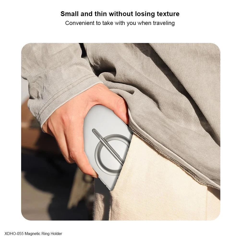 XUNDD XDHO-055 Magnetic Ring Phone Holder Rotating Aluminum Alloy Kickstand Phone Mount - Silver - 5