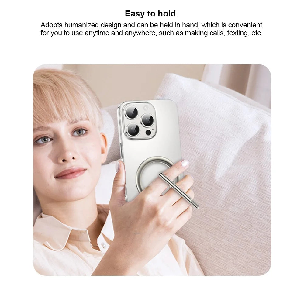 XUNDD XDHO-055 Magnetic Ring Phone Holder Rotating Aluminum Alloy Kickstand Phone Mount - Silver - 6