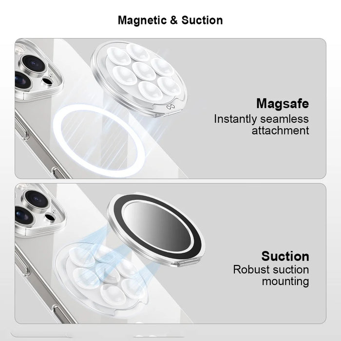 XUNDD XDHO-057 Magnetic Suction Cup Phone Mount Rotating Stand Holder with Makeup Mirror - White - 4