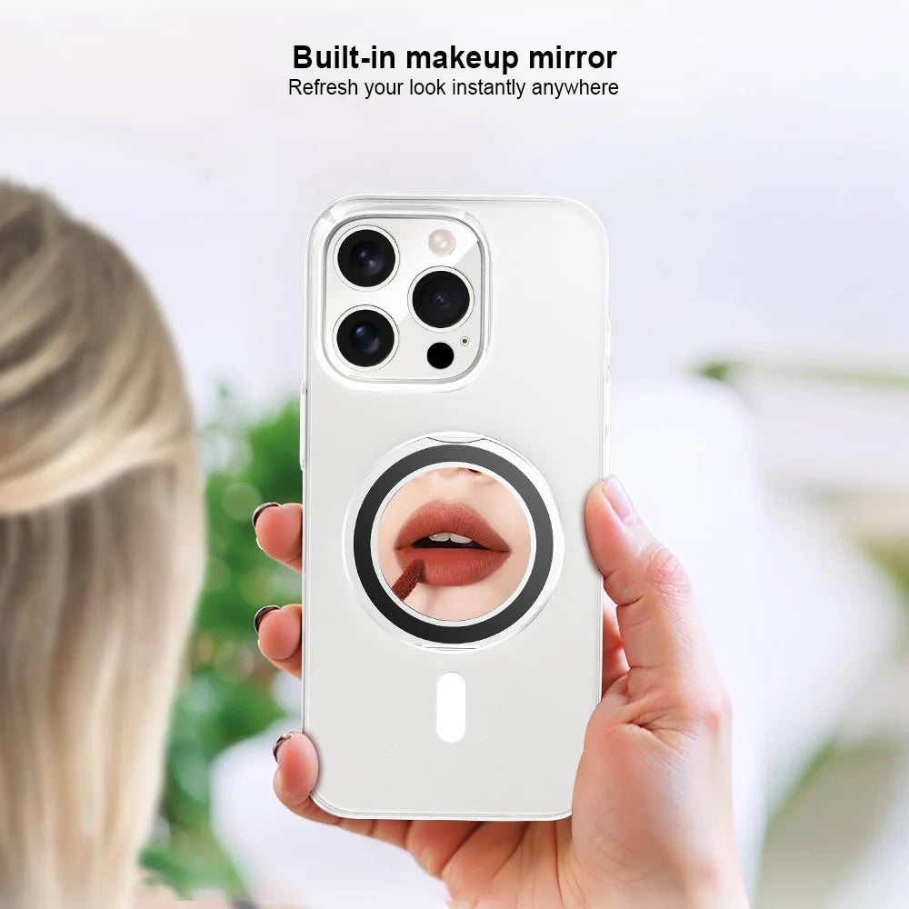 XUNDD XDHO-057 Magnetic Suction Cup Phone Mount Rotating Stand Holder with Makeup Mirror - White - 5