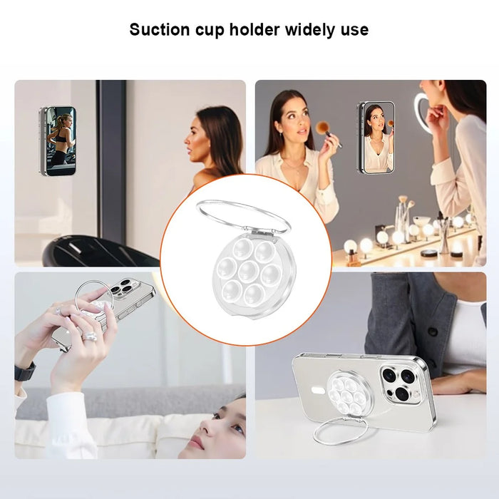XUNDD XDHO-057 Magnetic Suction Cup Phone Mount Rotating Stand Holder with Makeup Mirror - White - 6