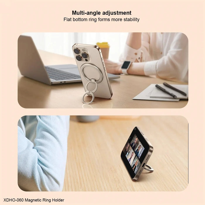 XUNDD XDHO-060 Magnetic Phone Ring Holder Portable Ring Grip Stand Adjustable Kickstand - Silver - 6