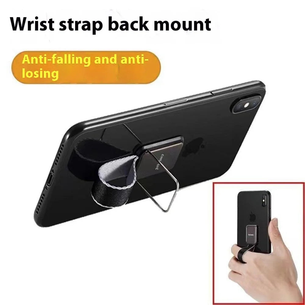 CMZWT CPS-033 Phone Grip Ring Kickstand Anti Drop Cell Phone Back Holder with Strap - Black - 4