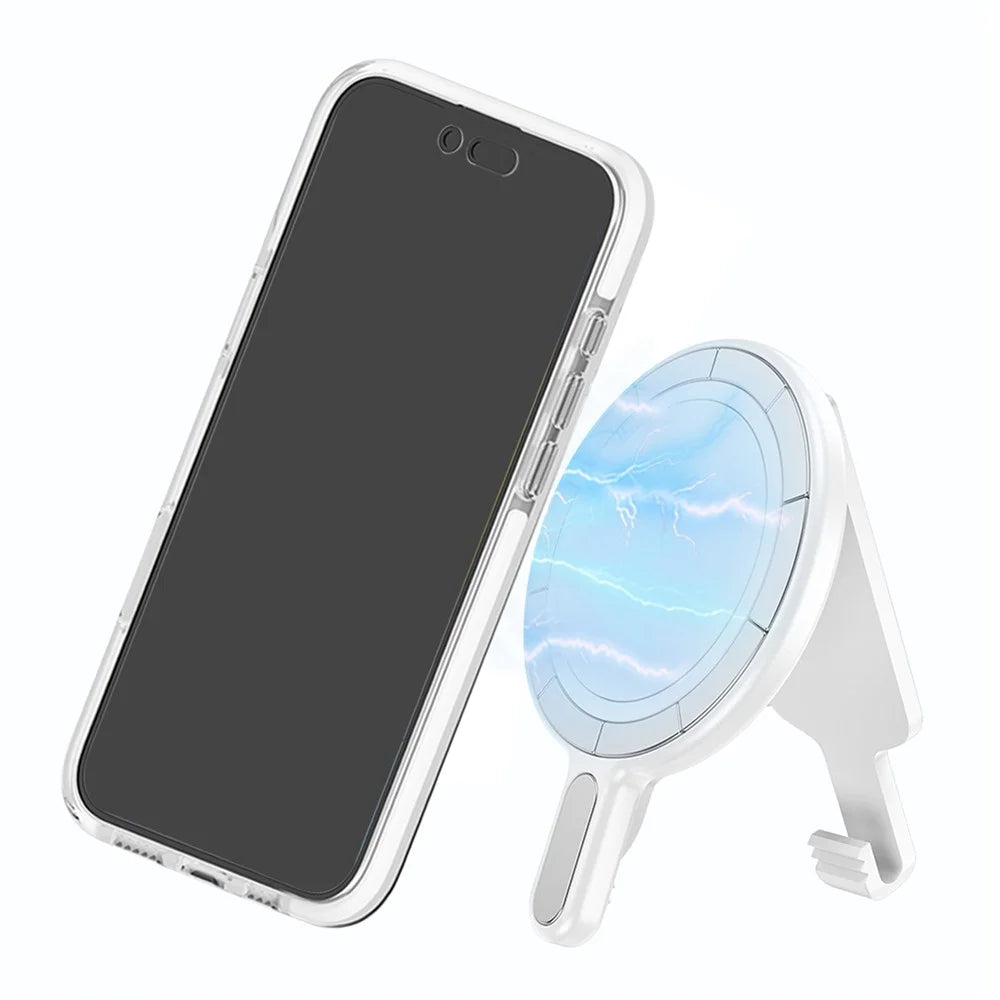 Magnetic Phone Mount Stand Multi-Functional Holder Anti-Drop for Belt Clip / Desktop / Computer Clip - White - 1