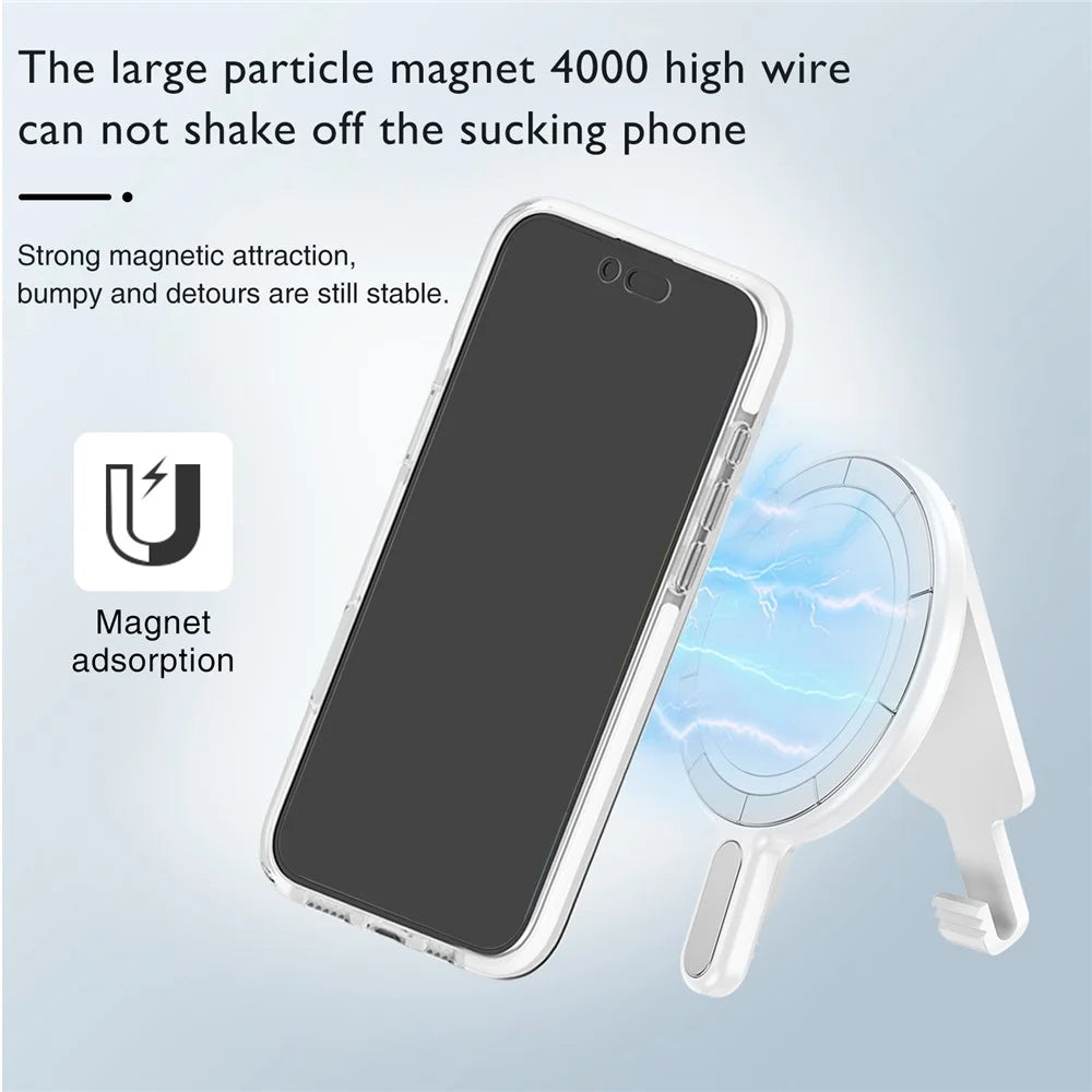 Magnetic Phone Mount Stand Multi-Functional Holder Anti-Drop for Belt Clip / Desktop / Computer Clip - White - 3