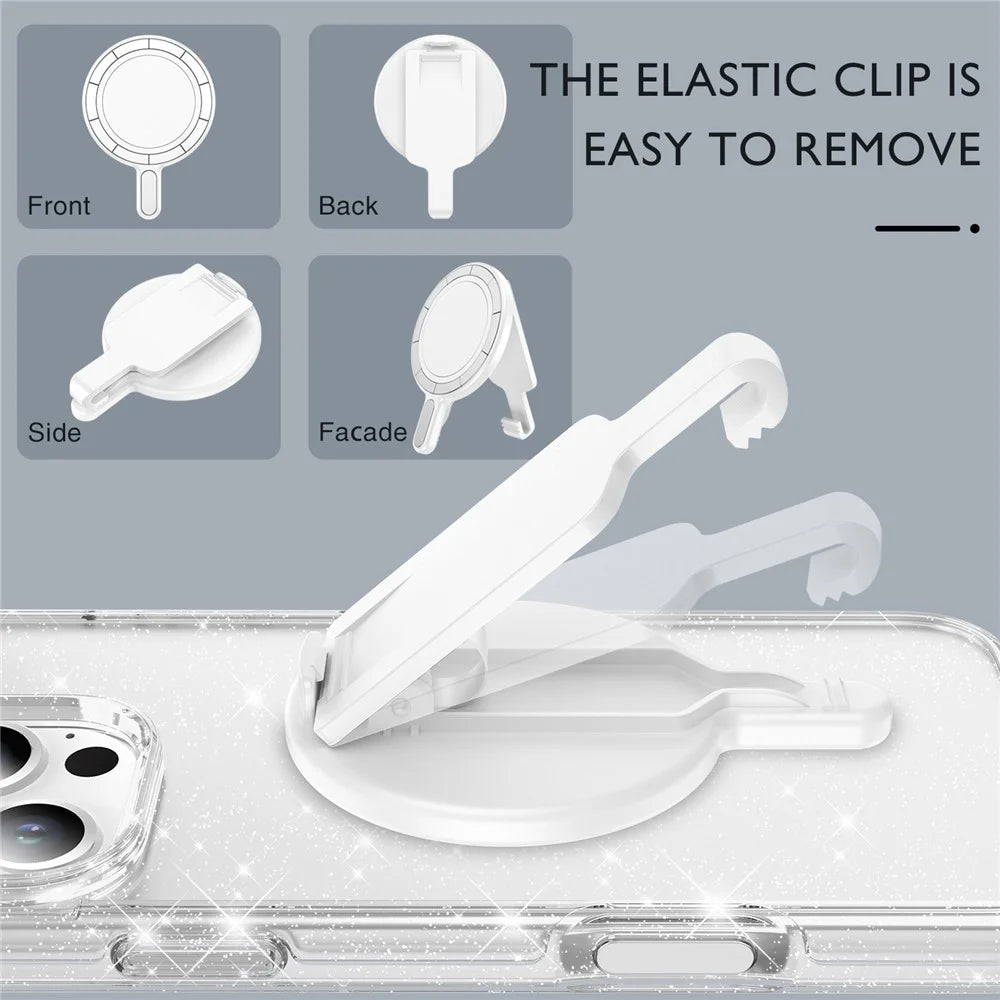 Magnetic Phone Mount Stand Multi-Functional Holder Anti-Drop for Belt Clip / Desktop / Computer Clip - White - 4