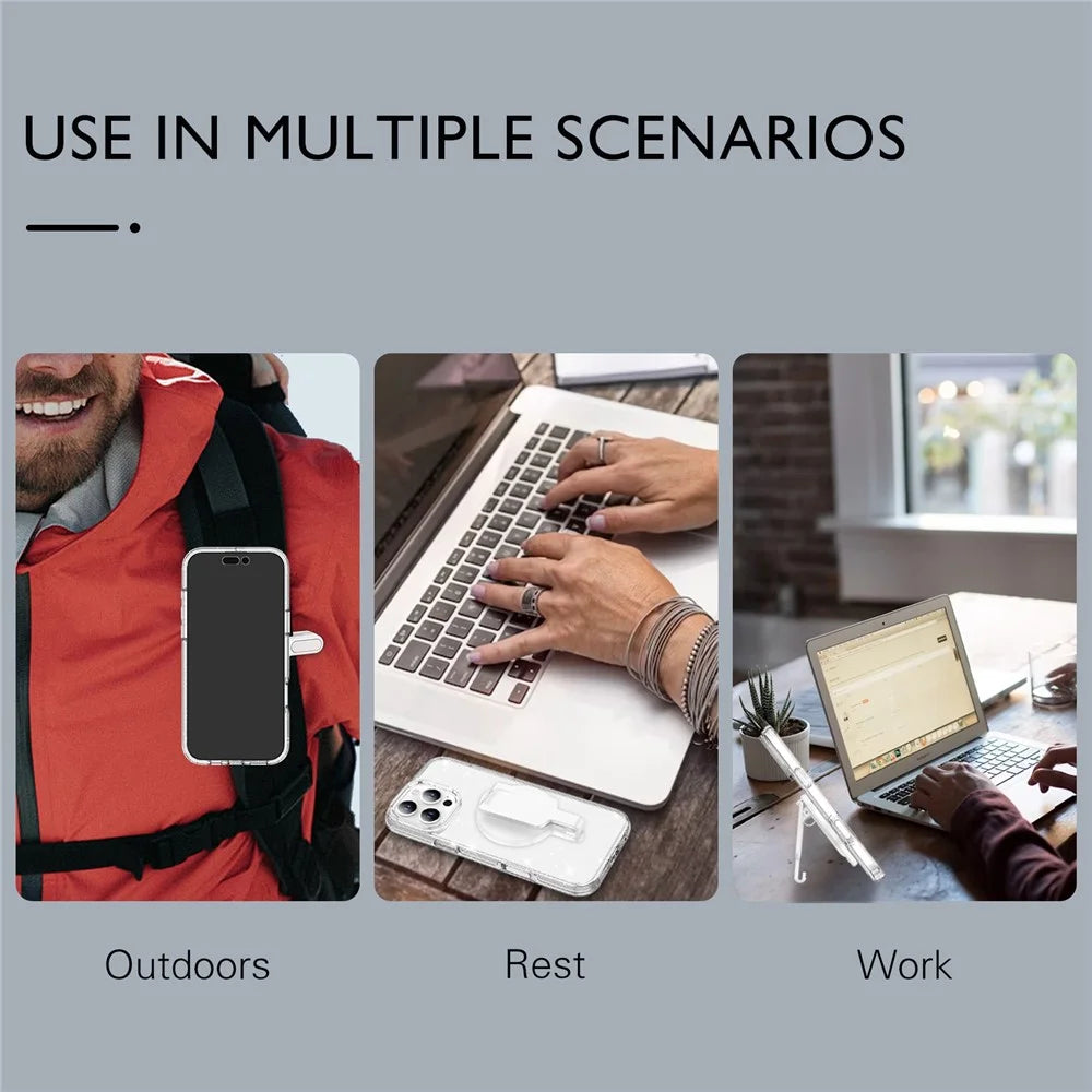 Magnetic Phone Mount Stand Multi-Functional Holder Anti-Drop for Belt Clip / Desktop / Computer Clip - White - 5