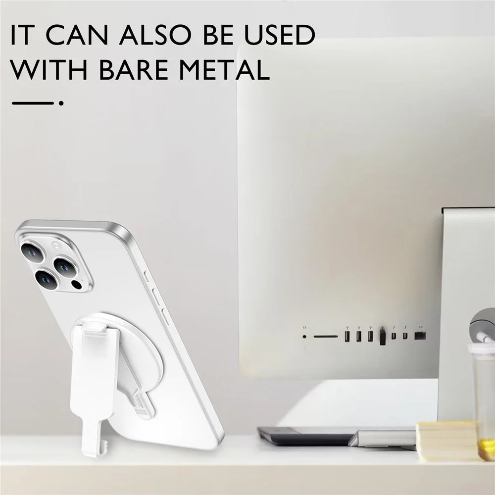 Magnetic Phone Mount Stand Multi-Functional Holder Anti-Drop for Belt Clip / Desktop / Computer Clip - White - 7