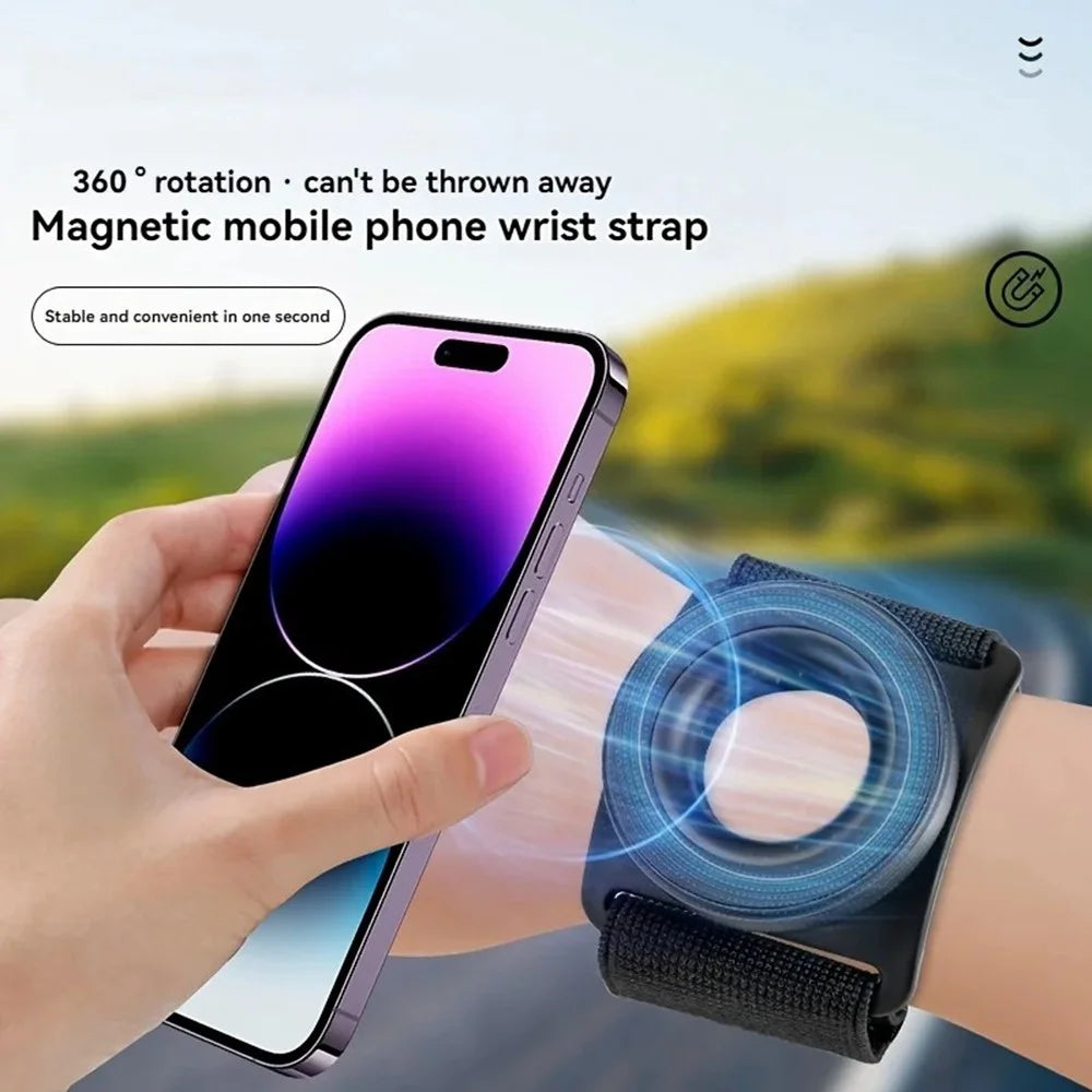 Magnetic Armband Phone Holder for iPhone 12-16 and Android Phone 360° Rotation Wristband Phone Mount - 2