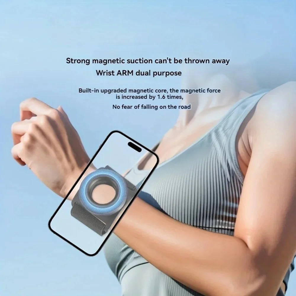 Magnetic Armband Phone Holder for iPhone 12-16 and Android Phone 360° Rotation Wristband Phone Mount - 3
